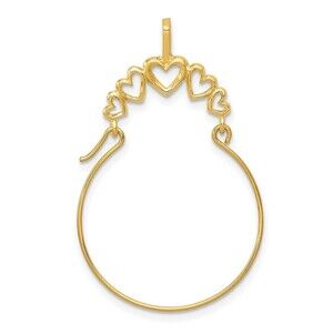 Million Charms 10k Yellow Gold Polished 5-Heart Charm Holder Genuine Gold